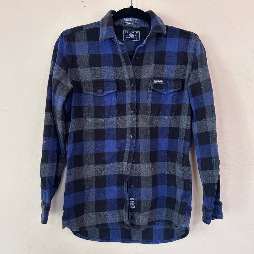 Penfield Flannel Blue and Black Checkered Shirt